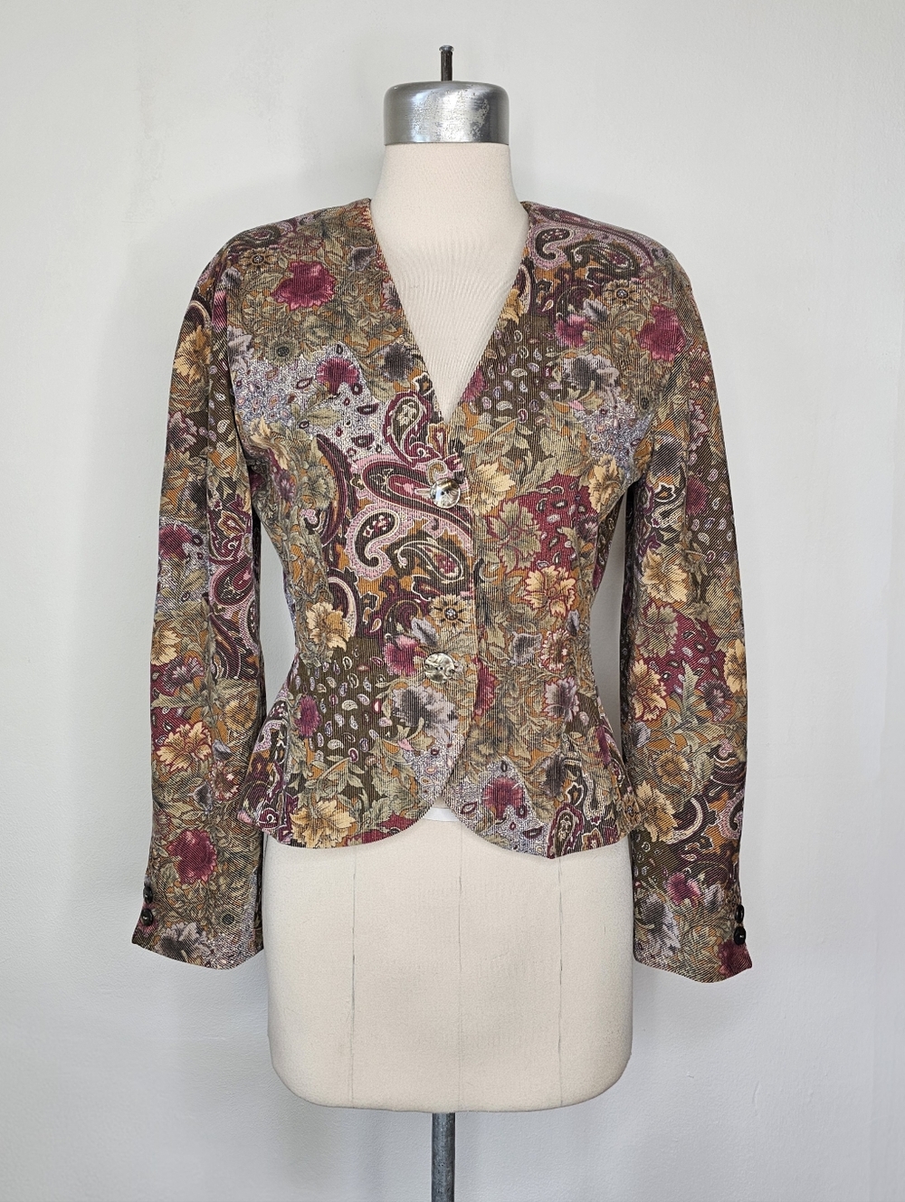 VTG Corduroy Floral + Paisley Print Blazer